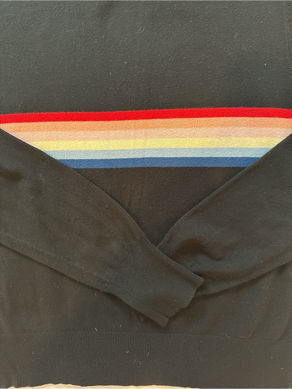 Spiritual Gangster x Madeleine Thompson Rainbow Stripe Knit Black Lightweight  L - Picture 3 of 8